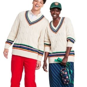 Rowing Blazers for Target croquet rainbow cableknit sweater